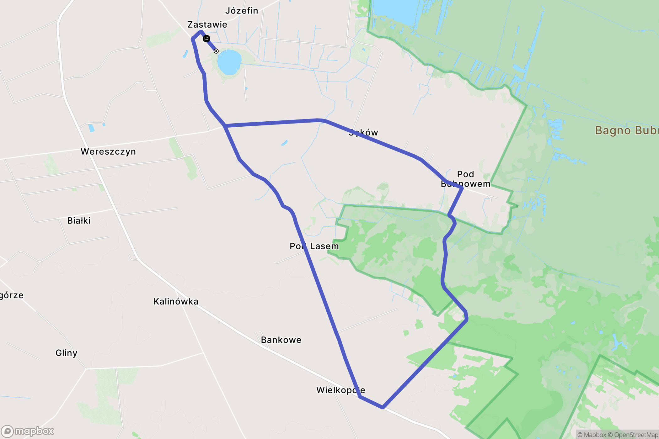 Zastawie: mapa trasy - Poland