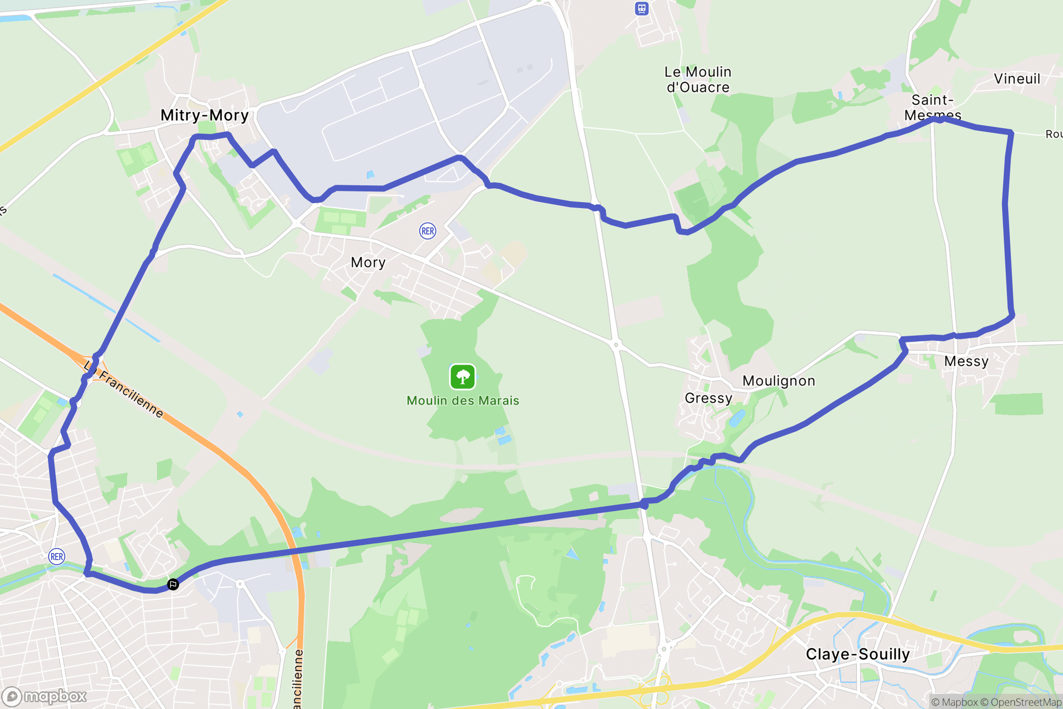 Villeparisis : carte du parcours de randonnée - France