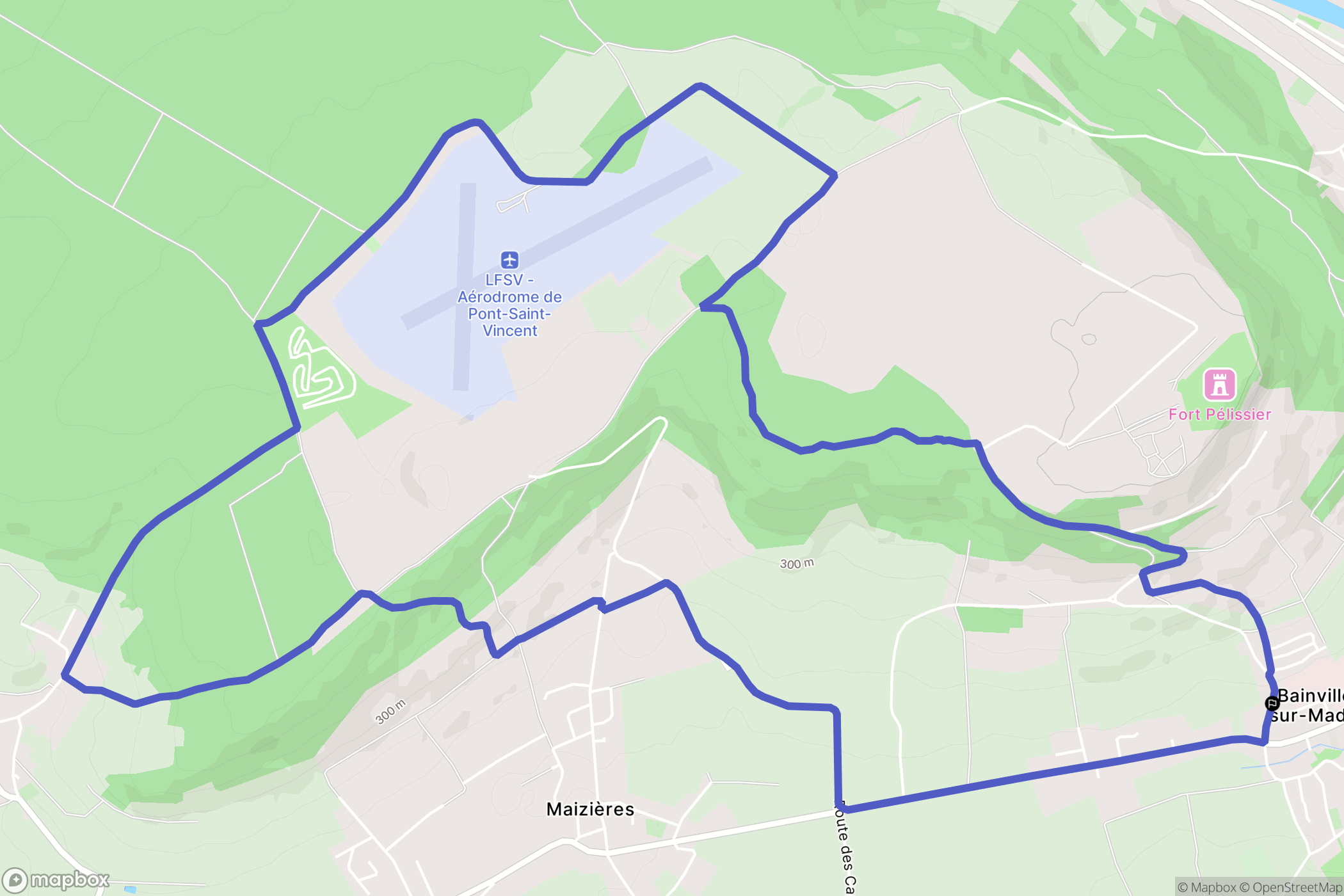 Bainville-sur-Madon : carte du parcours de randonnée - France