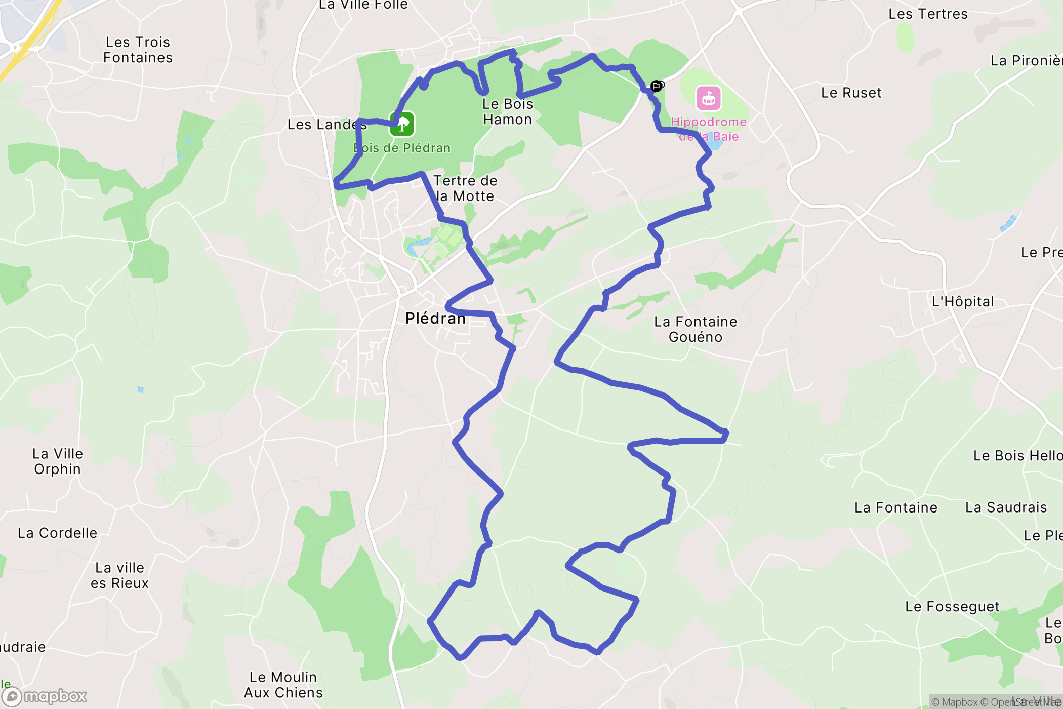 Yffiniac : carte du parcours de randonnée - France