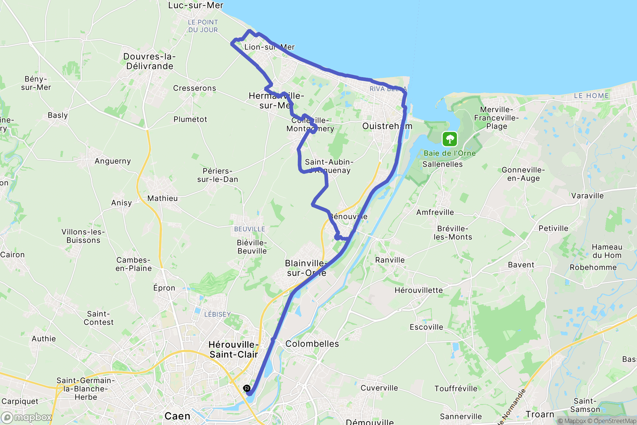 Hérouville-Saint-Clair : carte du parcours de randonnée - France