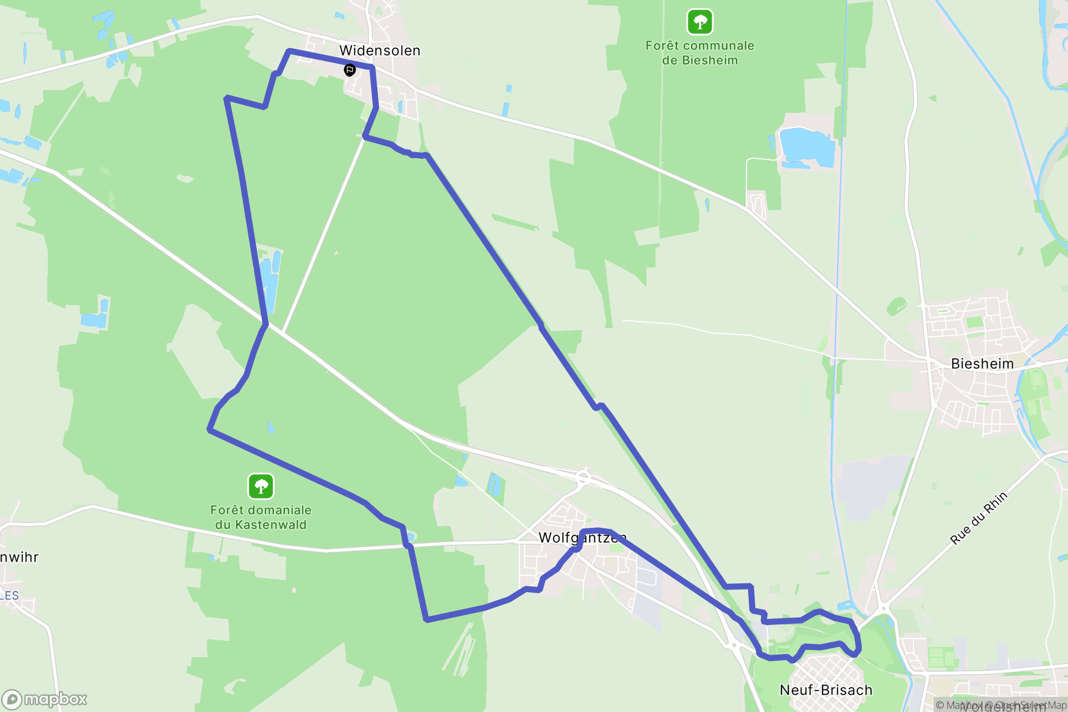 Widensolen : carte du parcours de randonnée - France