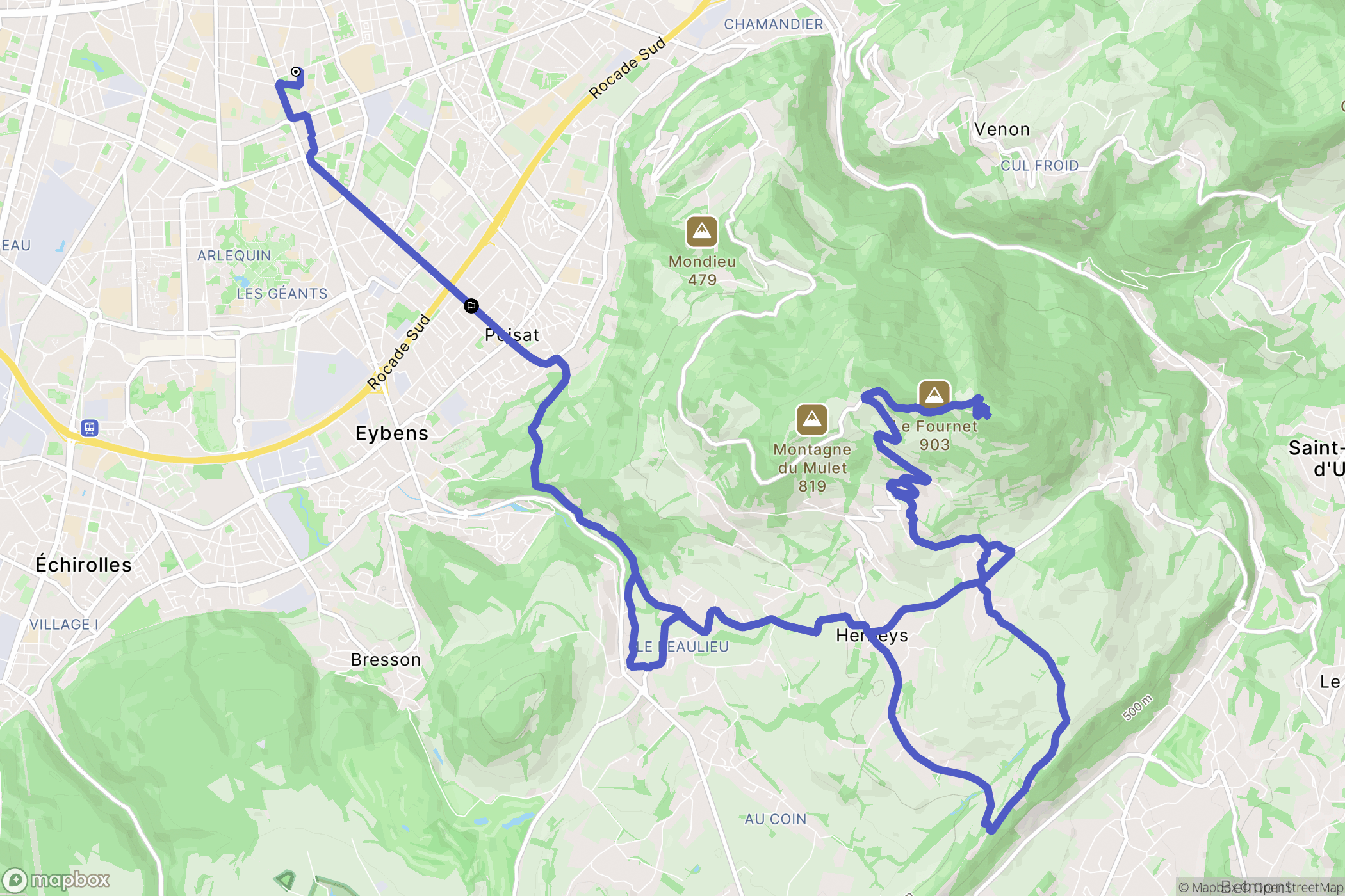 Grenoble : carte du parcours de randonnée - France