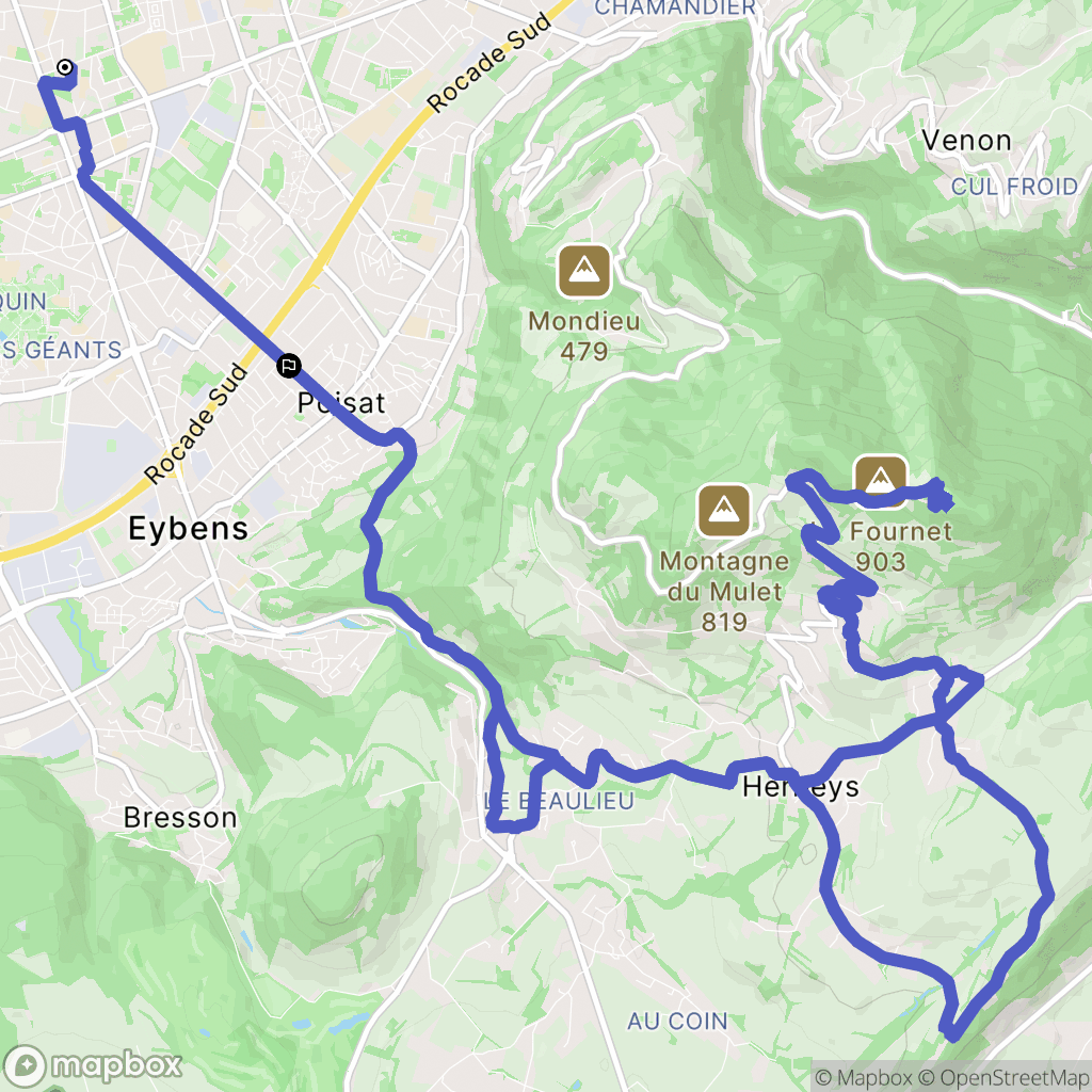 Grenoble : carte du parcours de randonnée - France
