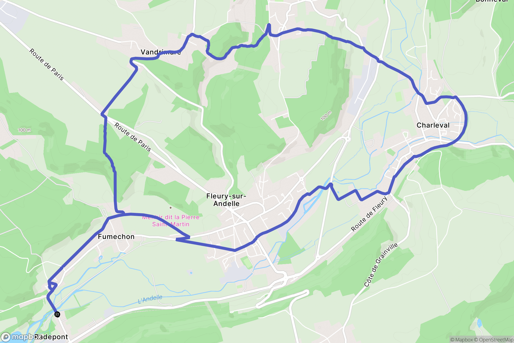 Radepont : carte du parcours de randonnée - France