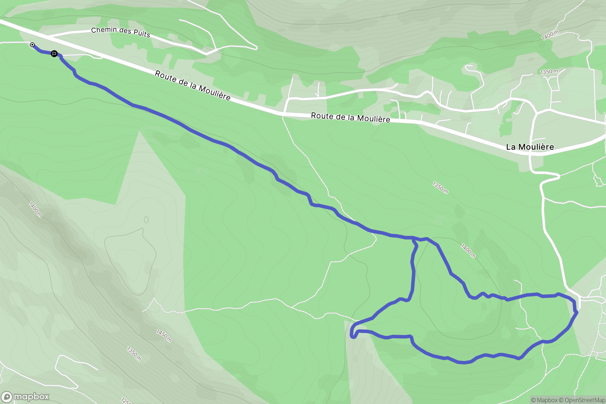 Caille : carte du parcours de randonnée - France