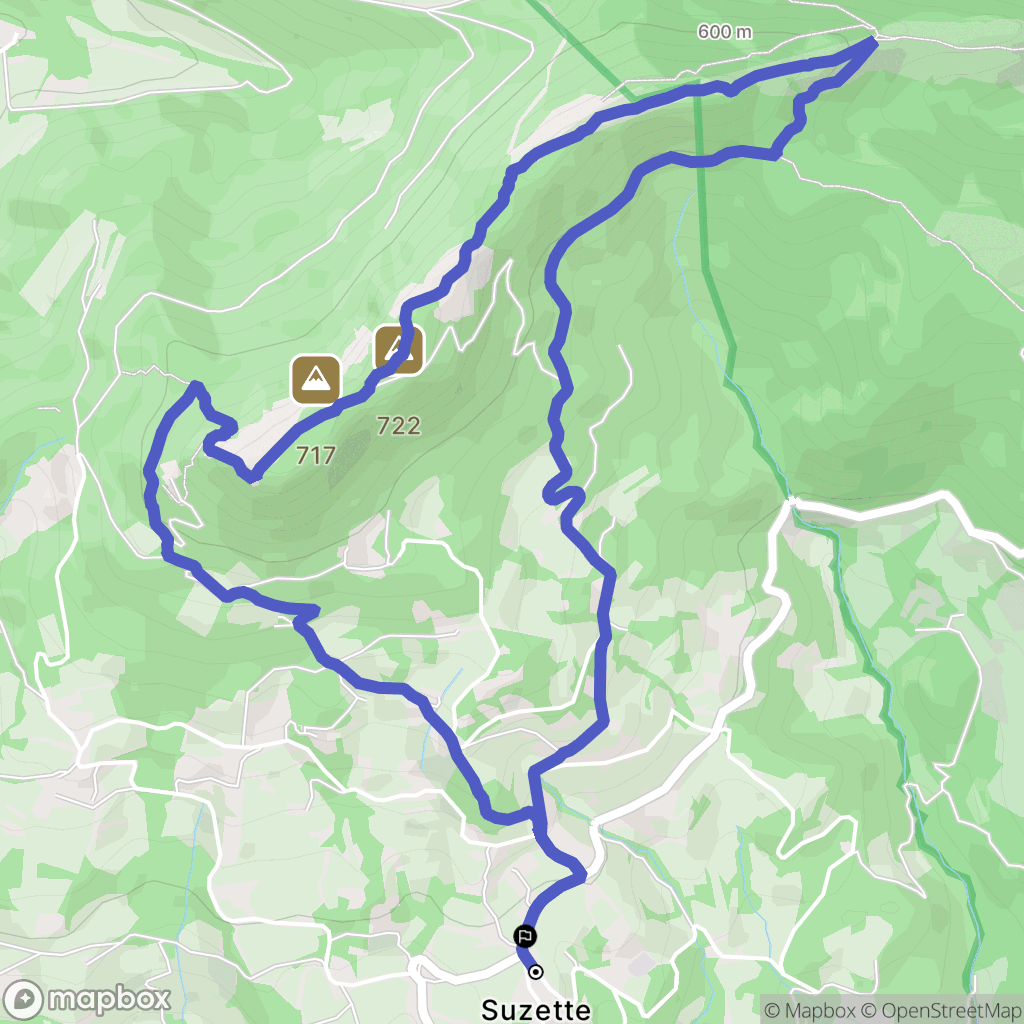 Suzette : carte du parcours de randonnée - France