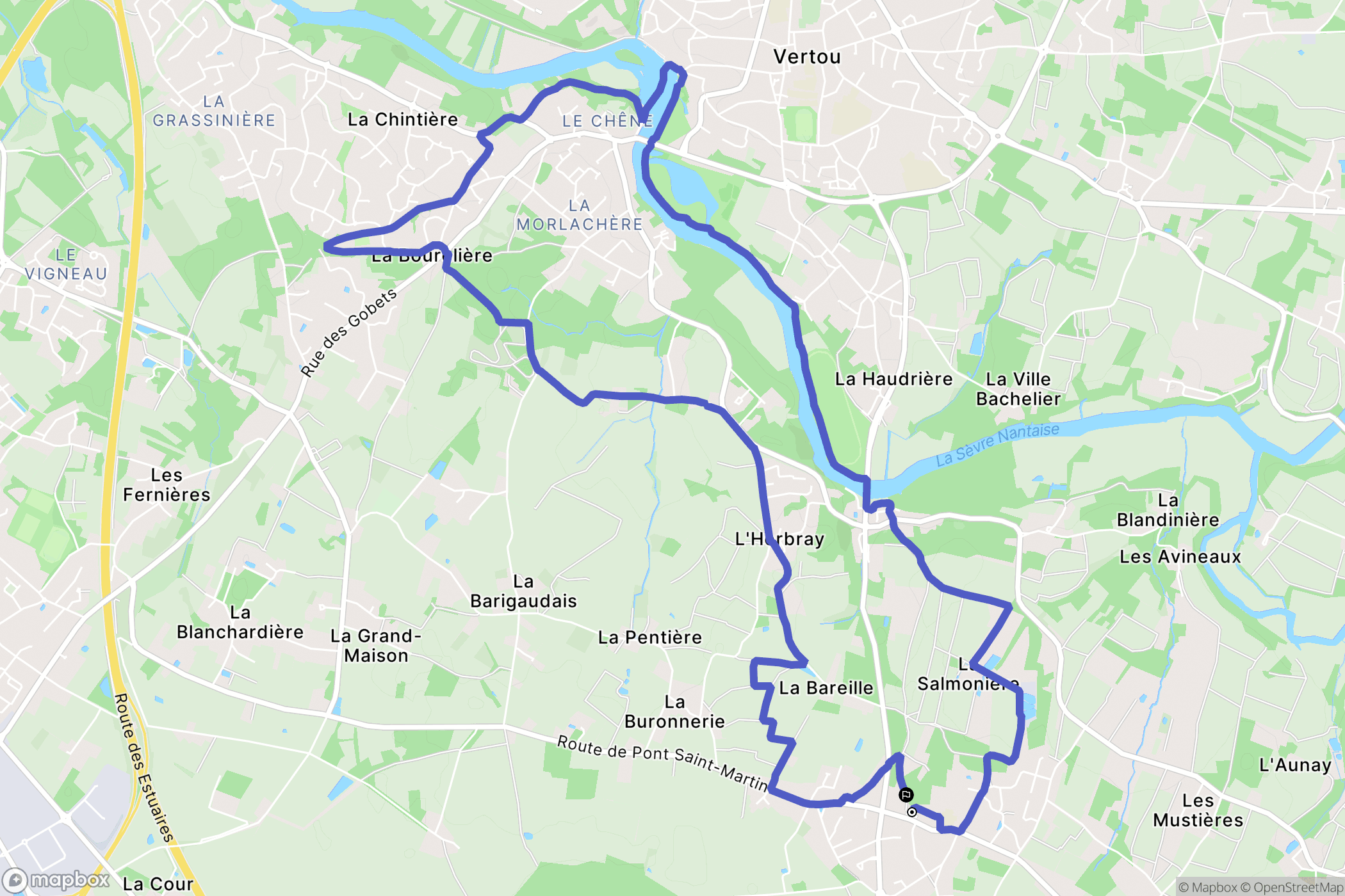 Vertou : carte du parcours de randonnée - France