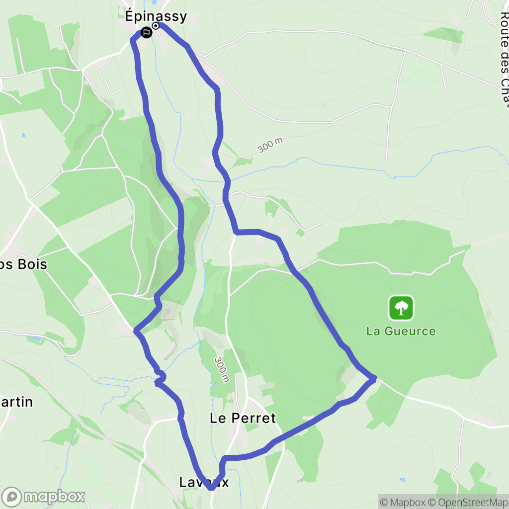 Changy : carte du parcours de randonnée - France