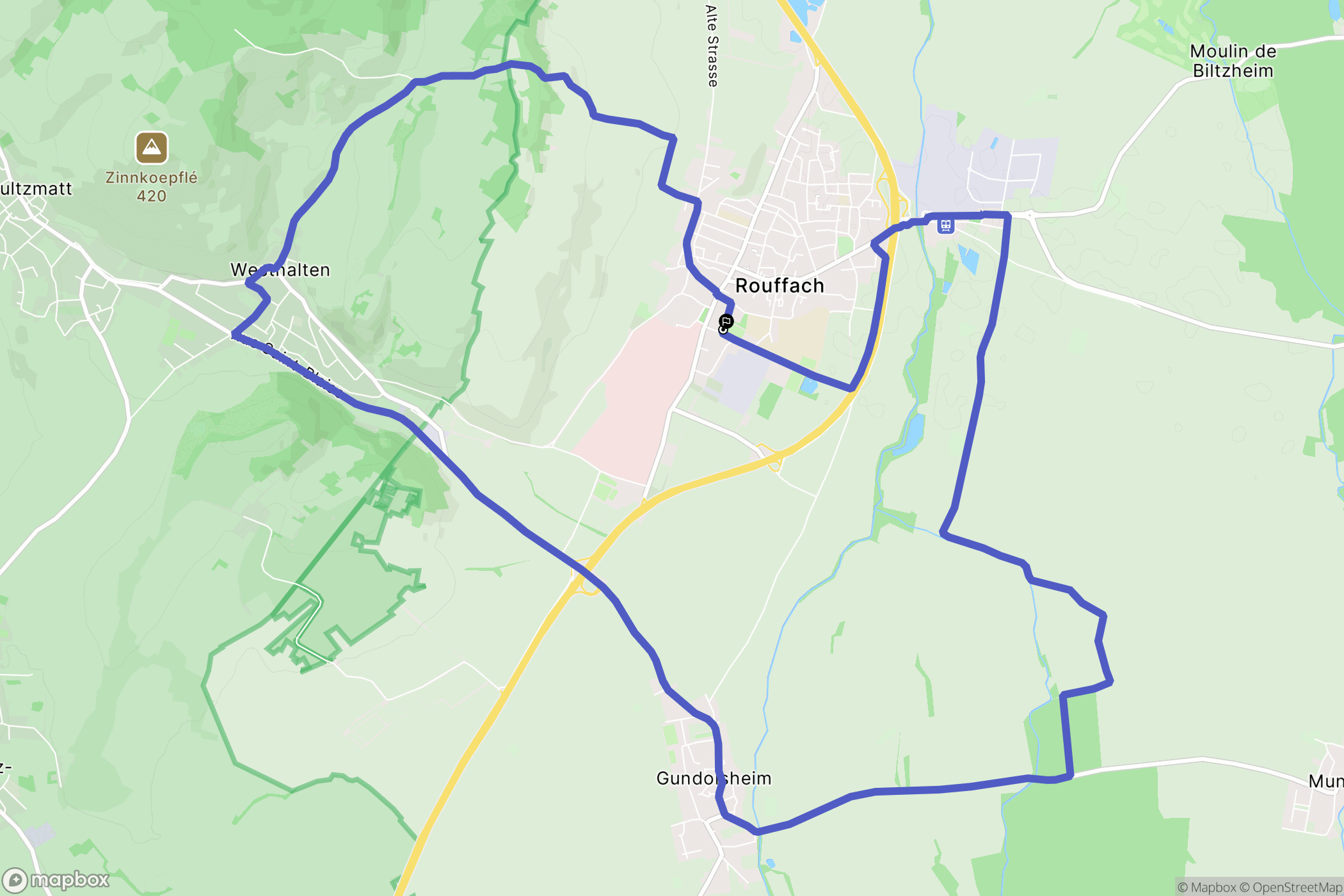 Rouffach : carte du parcours de randonnée - France