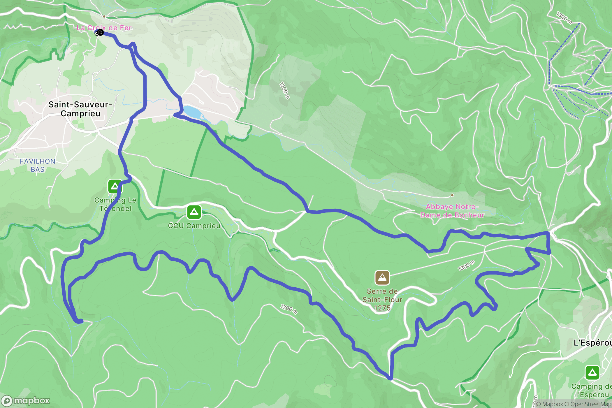 Saint-Sauveur-Camprieu : carte du parcours de randonnée - France