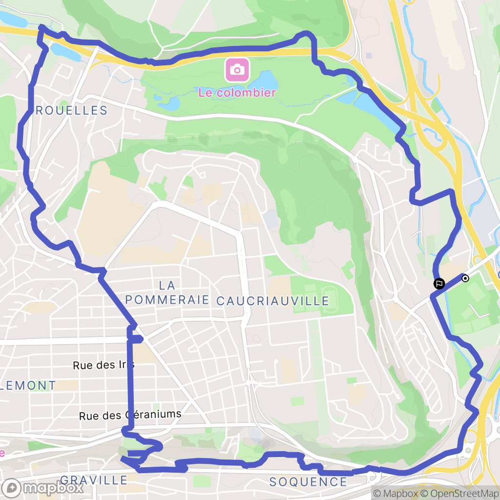Harfleur : carte du parcours de randonnée - France