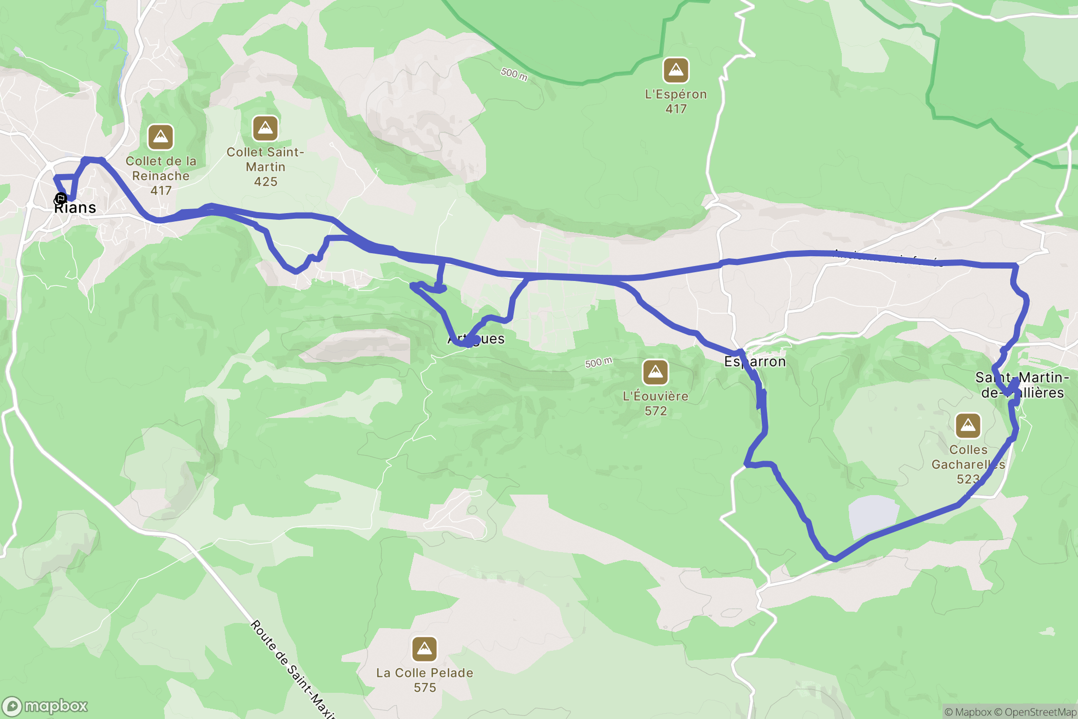 Rians : carte du parcours de randonnée - France