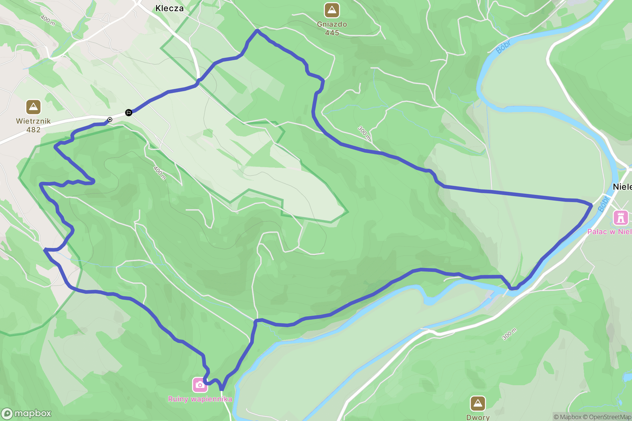 Klecza: mapa trasy - Poland