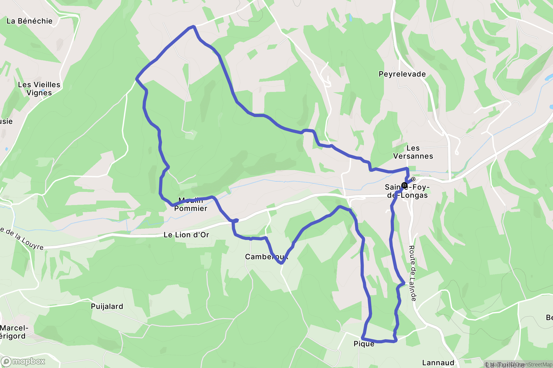 Sainte-Foy-de-Longas : carte du parcours de randonnée - France