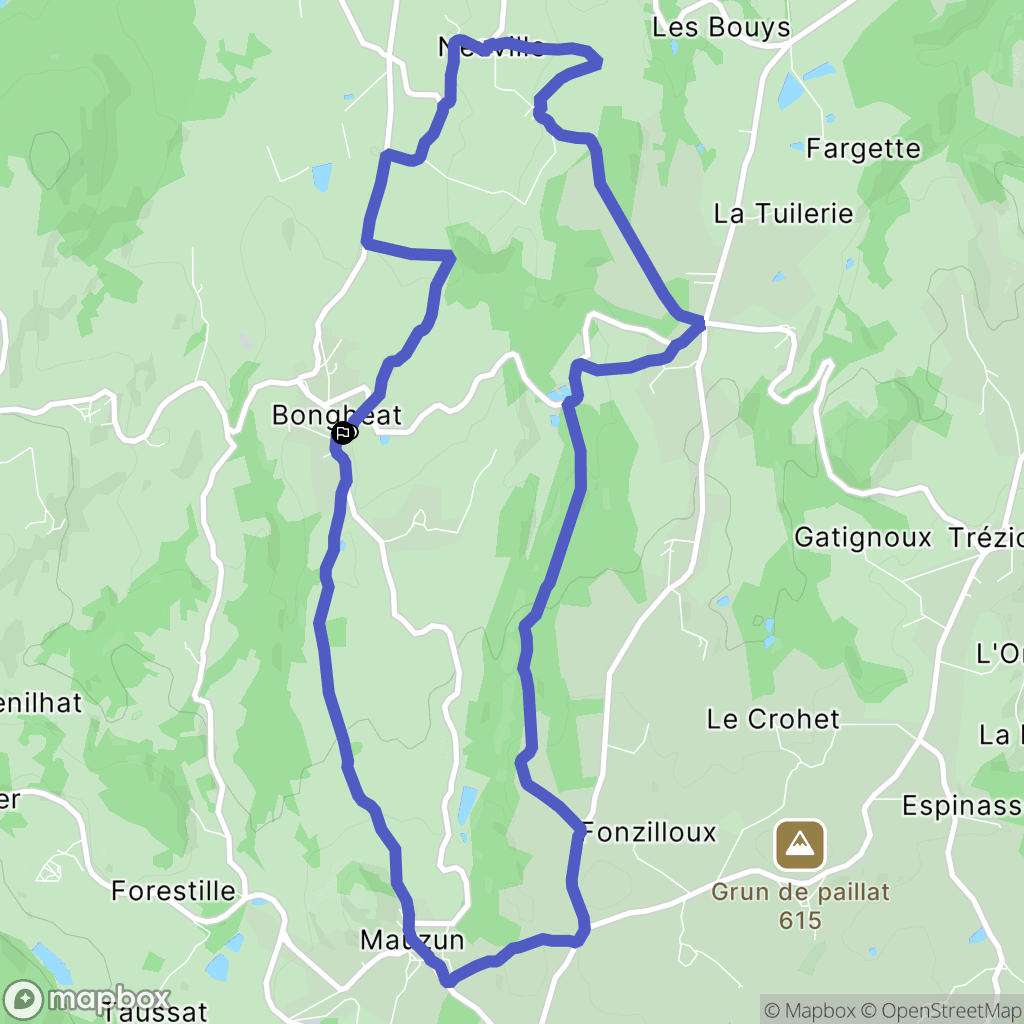 Bongheat : carte du parcours de randonnée - France