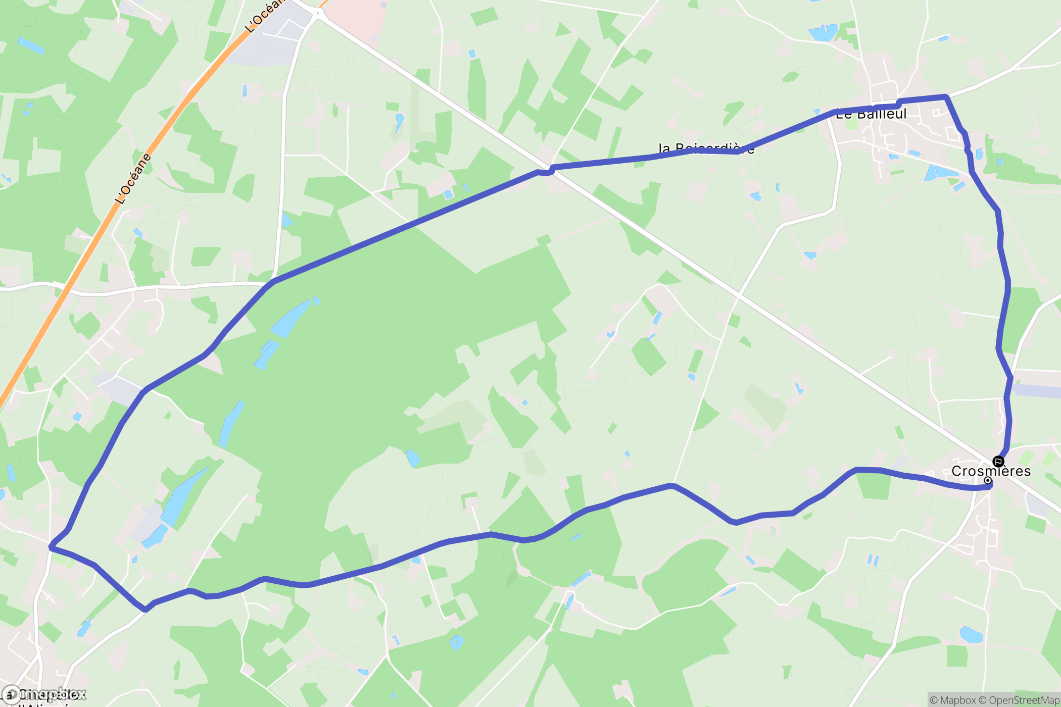 Crosmières : carte du parcours de randonnée - France