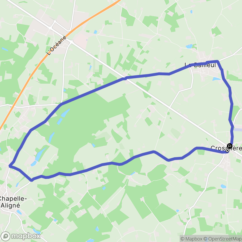 Crosmières : carte du parcours de randonnée - France