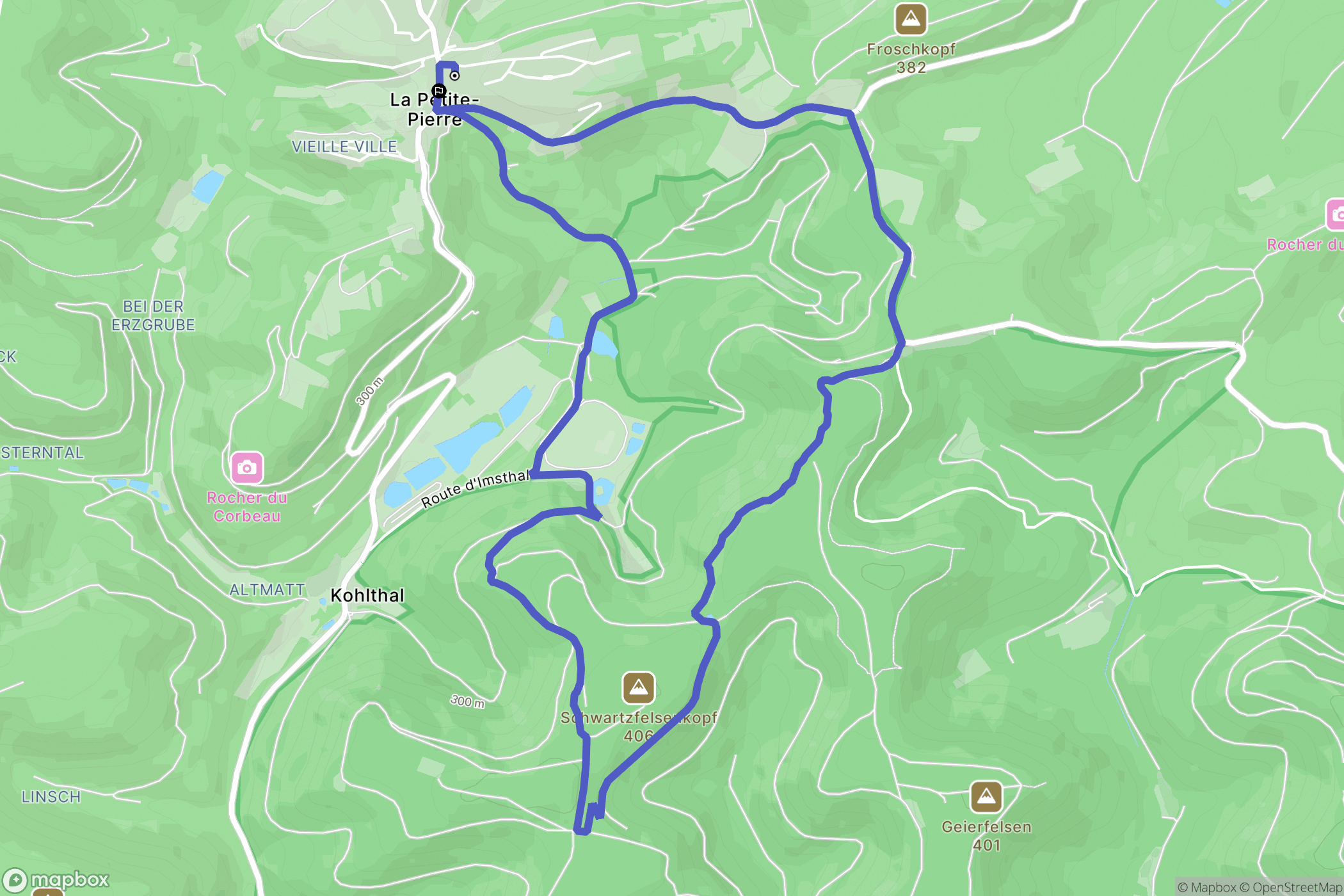 La Petite-Pierre : carte du parcours de randonnée - France