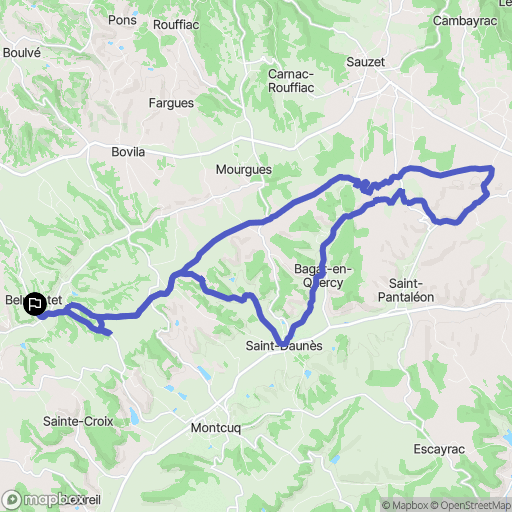 Montcuq-en-Quercy-Blanc : carte du parcours de randonnée - France