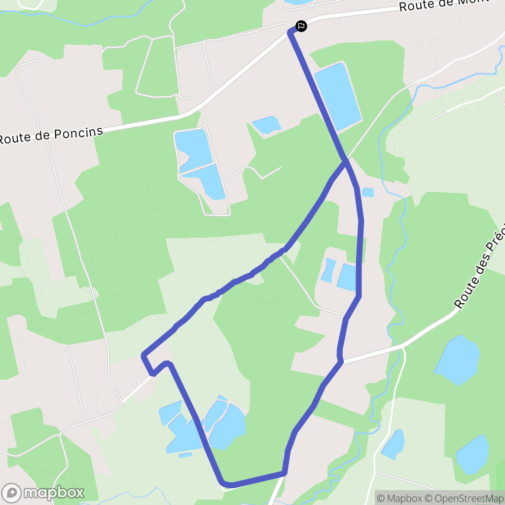 Poncins : carte du parcours de randonnée - France