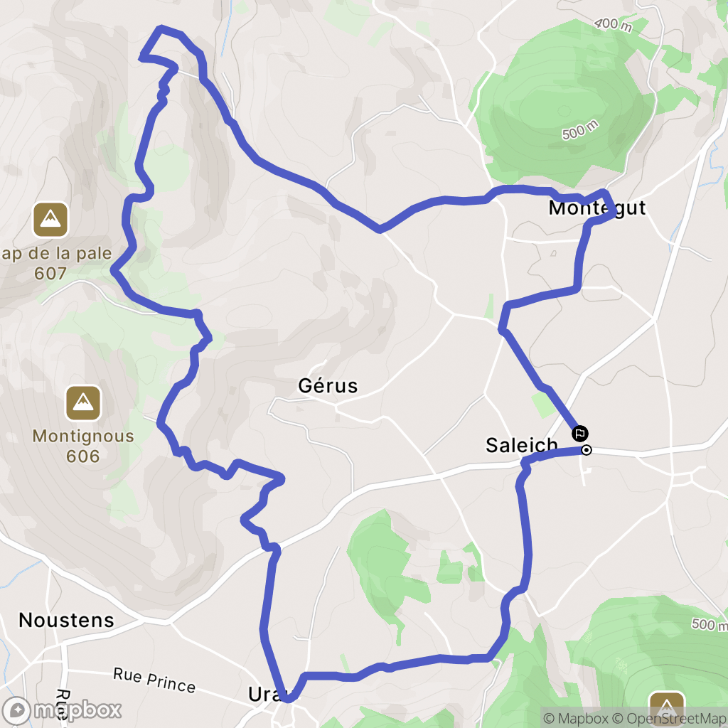 Saleich : carte du parcours de randonnée - France