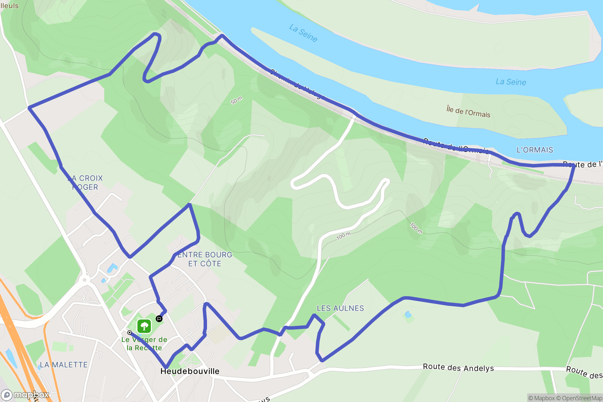 Heudebouville : carte du parcours de randonnée - France