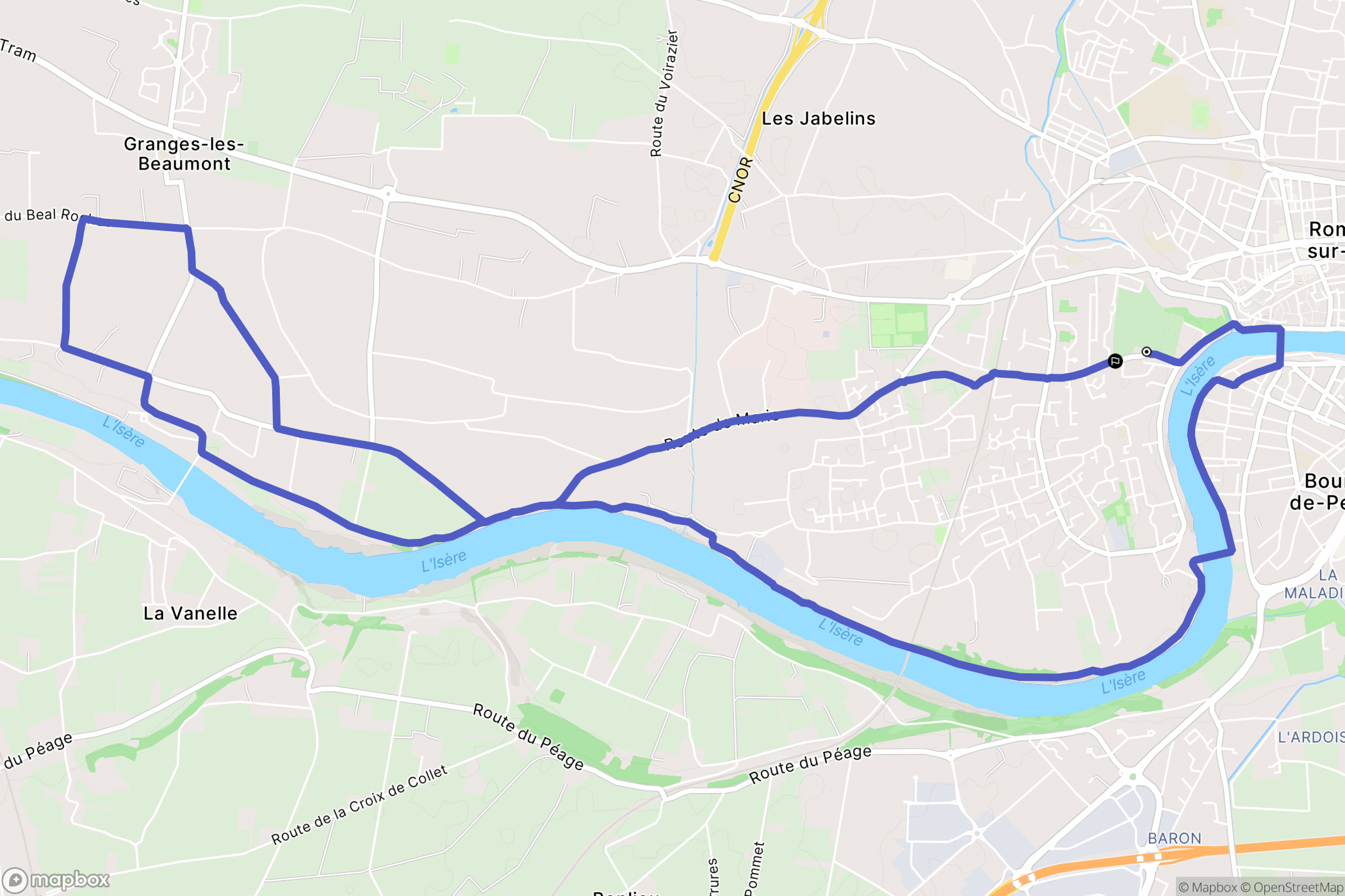 Romans-sur-Isère : carte du parcours de randonnée - France