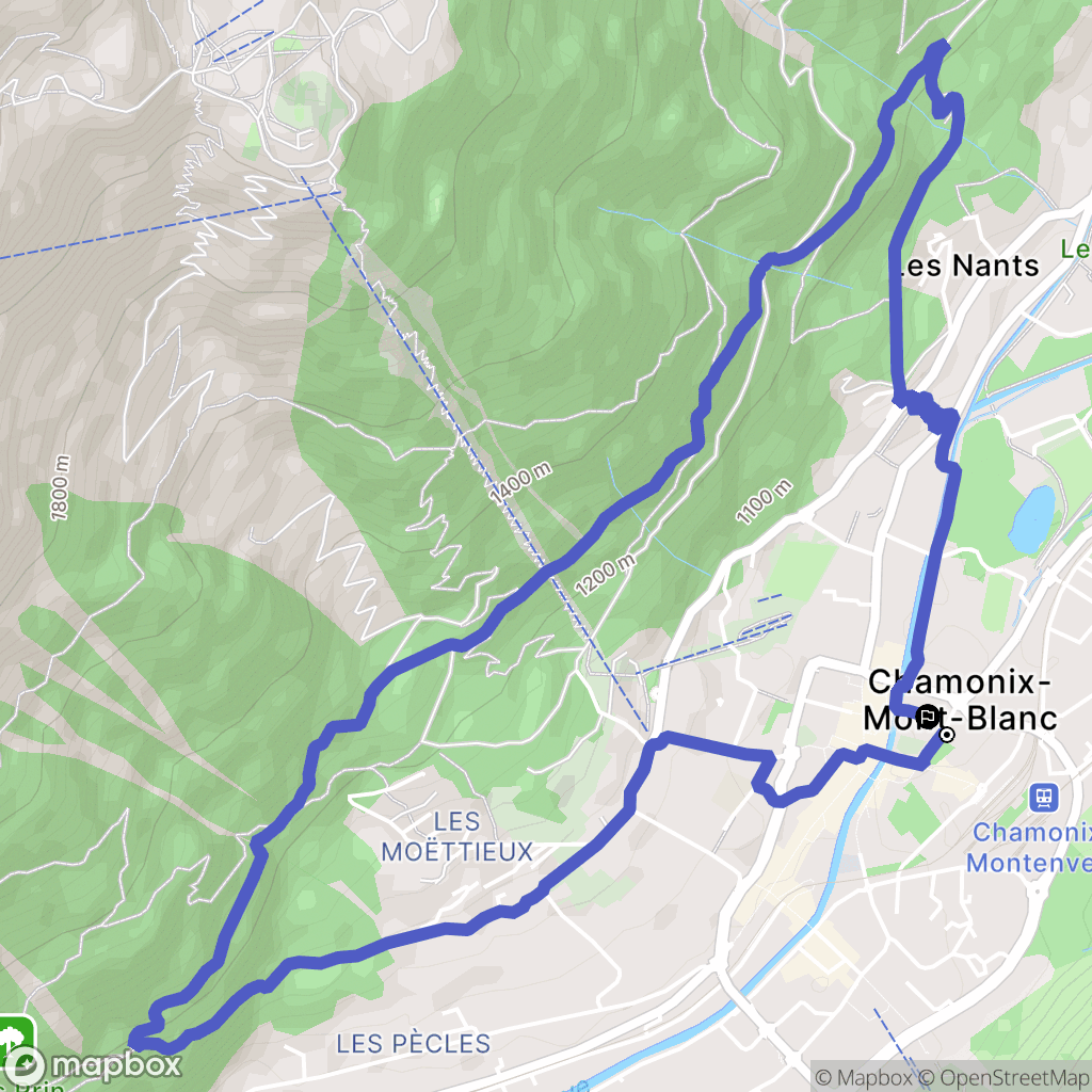 Chamonix-Mont-Blanc : carte du parcours de randonnée - France