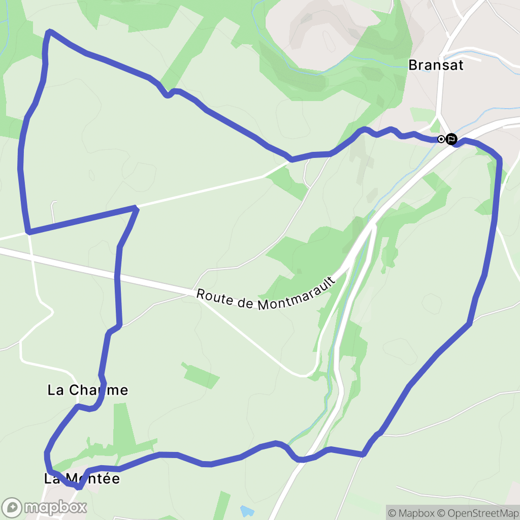 Bransat : carte du parcours de randonnée - France