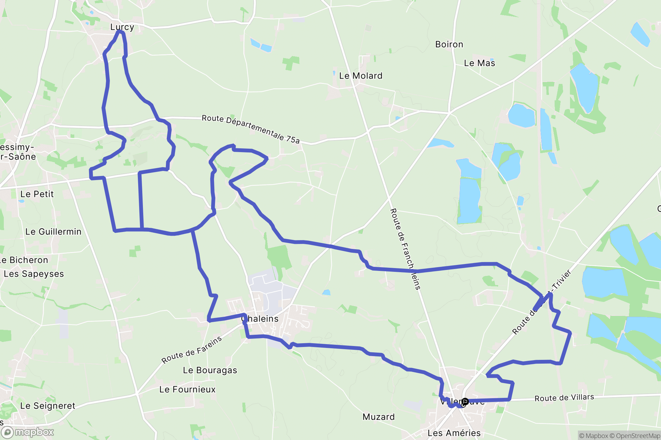 Villeneuve : carte du parcours de randonnée - France