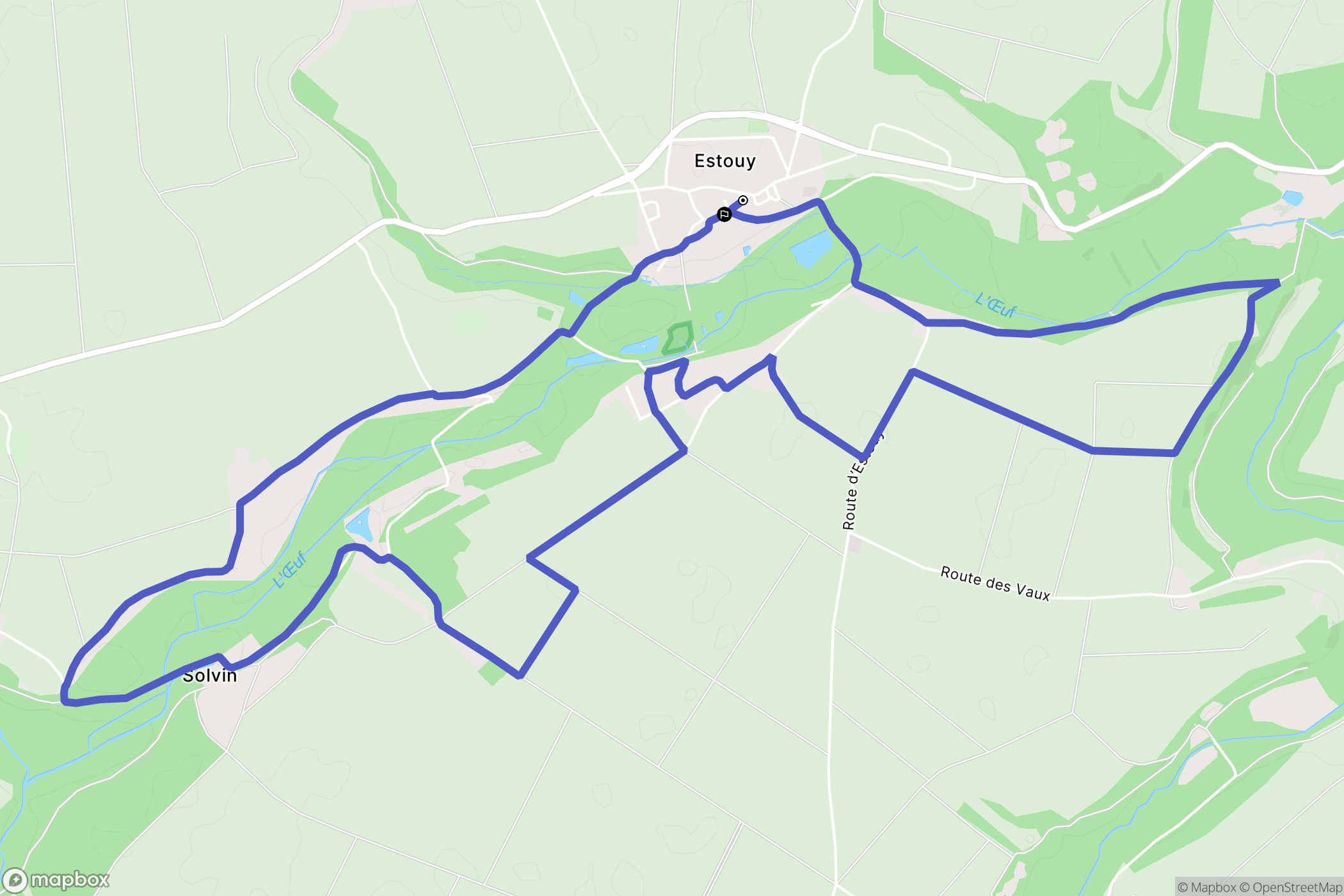 Estouy : carte du parcours de randonnée - France