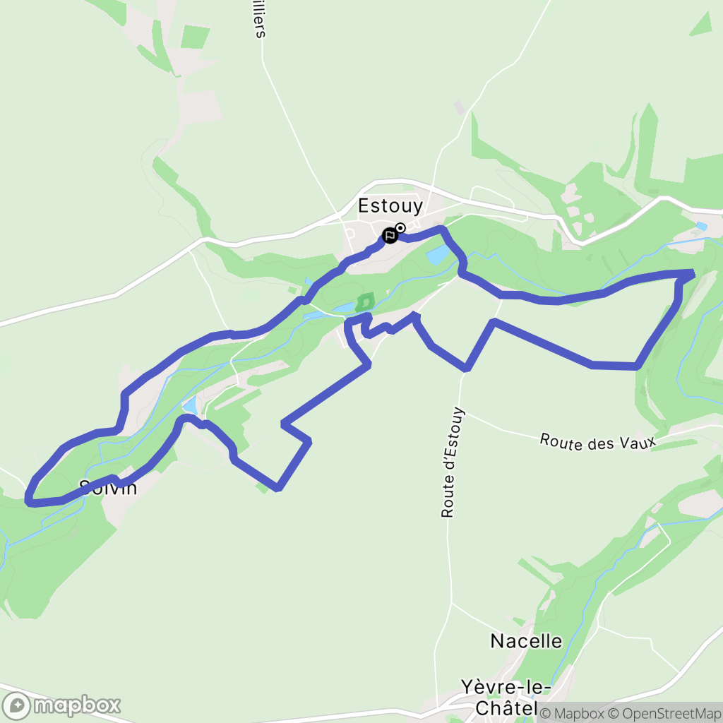 Estouy : carte du parcours de randonnée - France