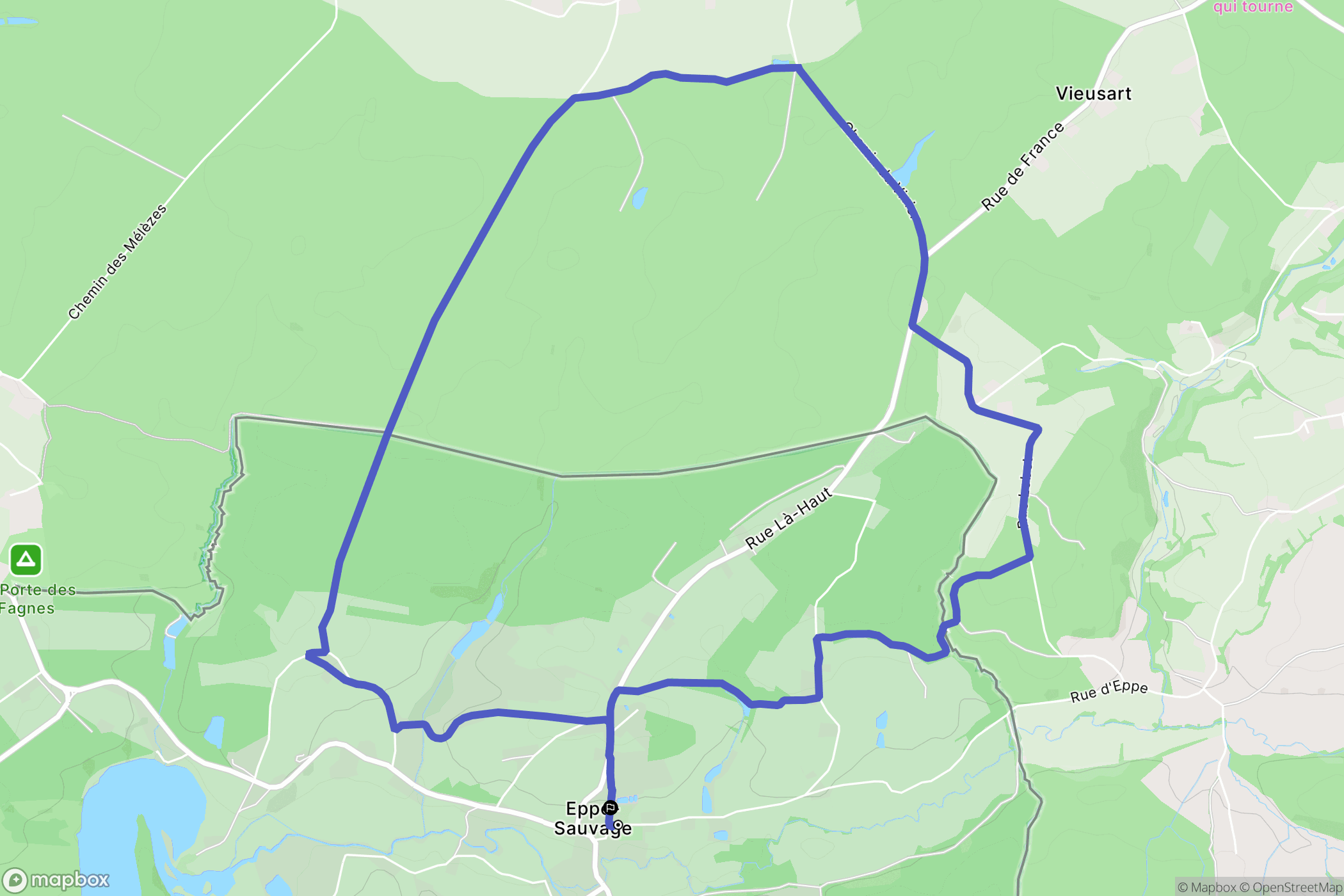 Eppe-Sauvage : carte du parcours de randonnée - France
