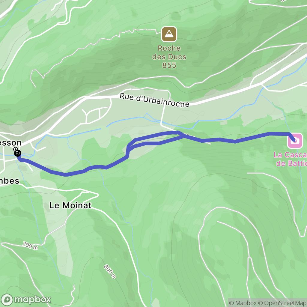 Rochesson : carte du parcours de randonnée - France
