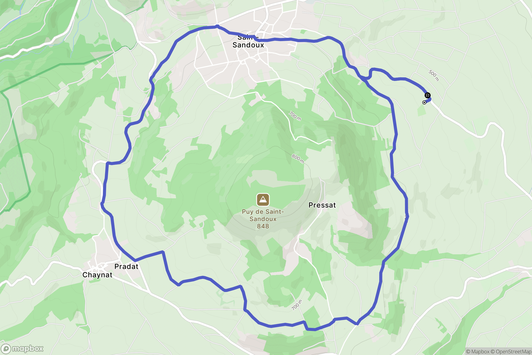 Saint-Sandoux : carte du parcours de randonnée - France