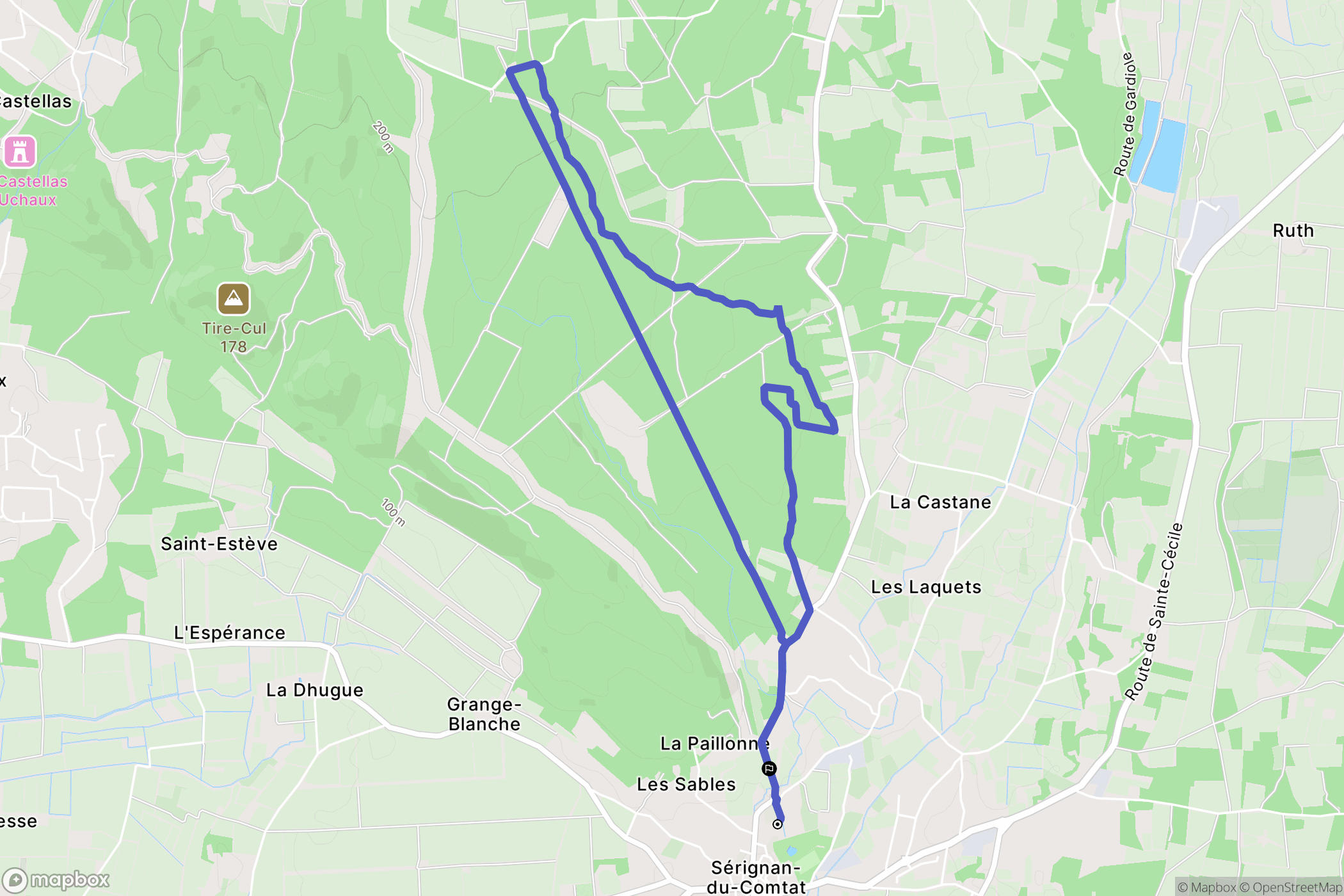 Sérignan-du-Comtat : carte du parcours de randonnée - France