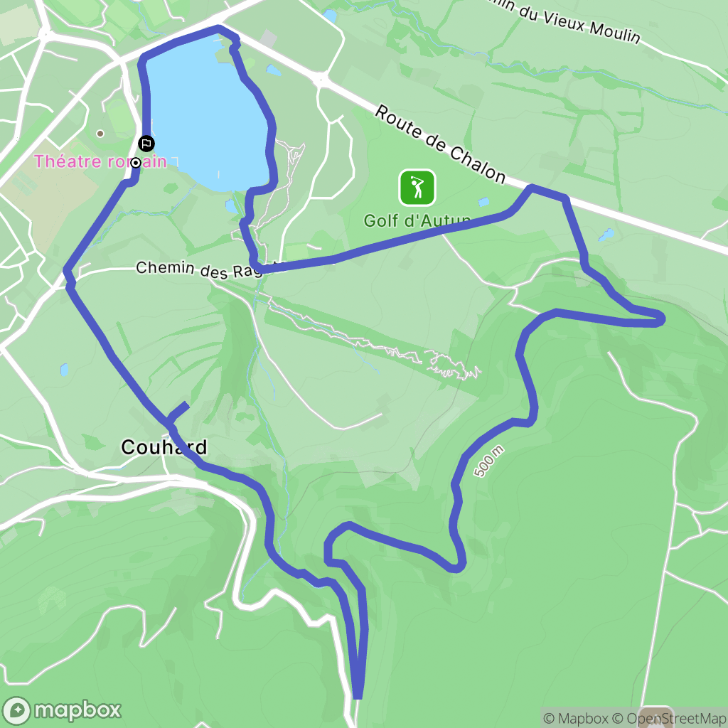 Autun : carte du parcours de randonnée - France