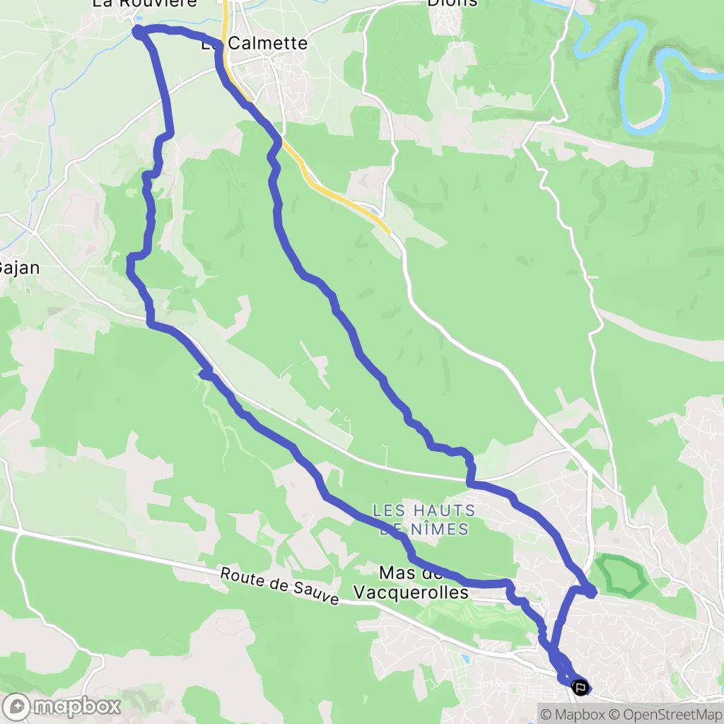 Nîmes : carte du parcours de randonnée - France