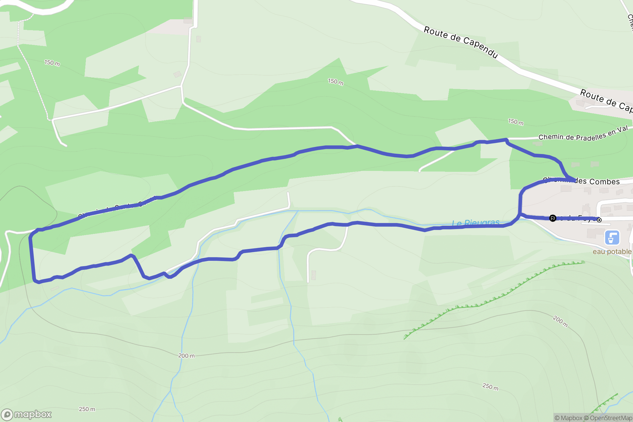 Comigne : carte du parcours de randonnée - France