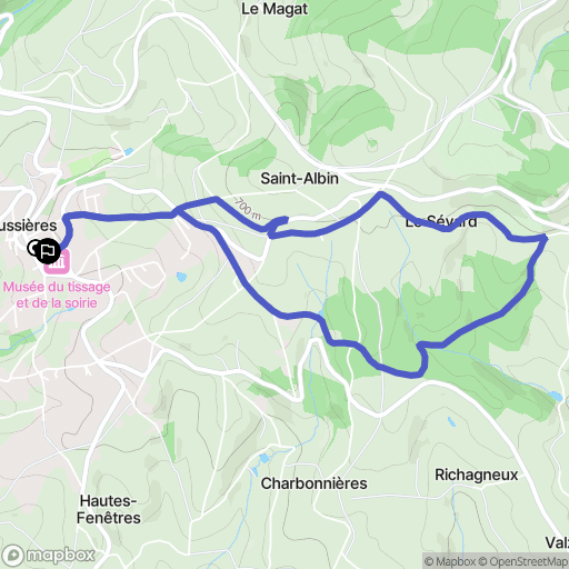 Bussières : carte du parcours de randonnée - France