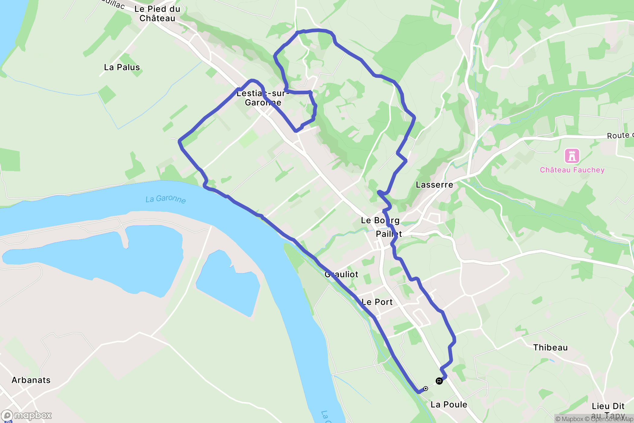 Rions : carte du parcours de randonnée - France