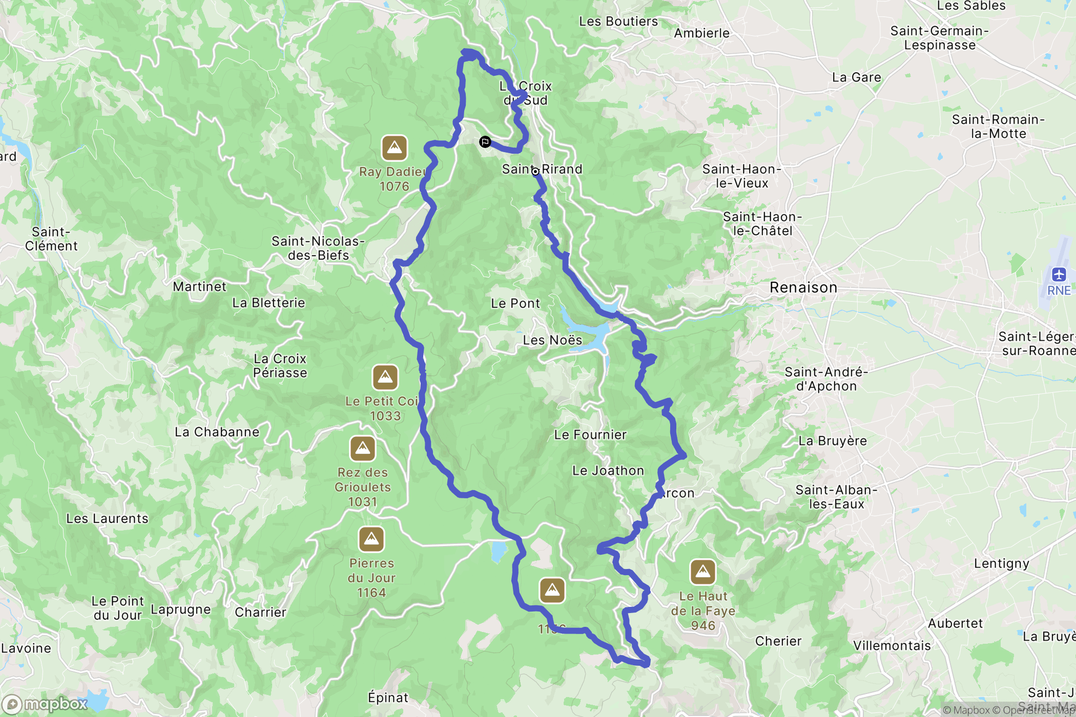 Saint-Rirand : carte du parcours de randonnée - France