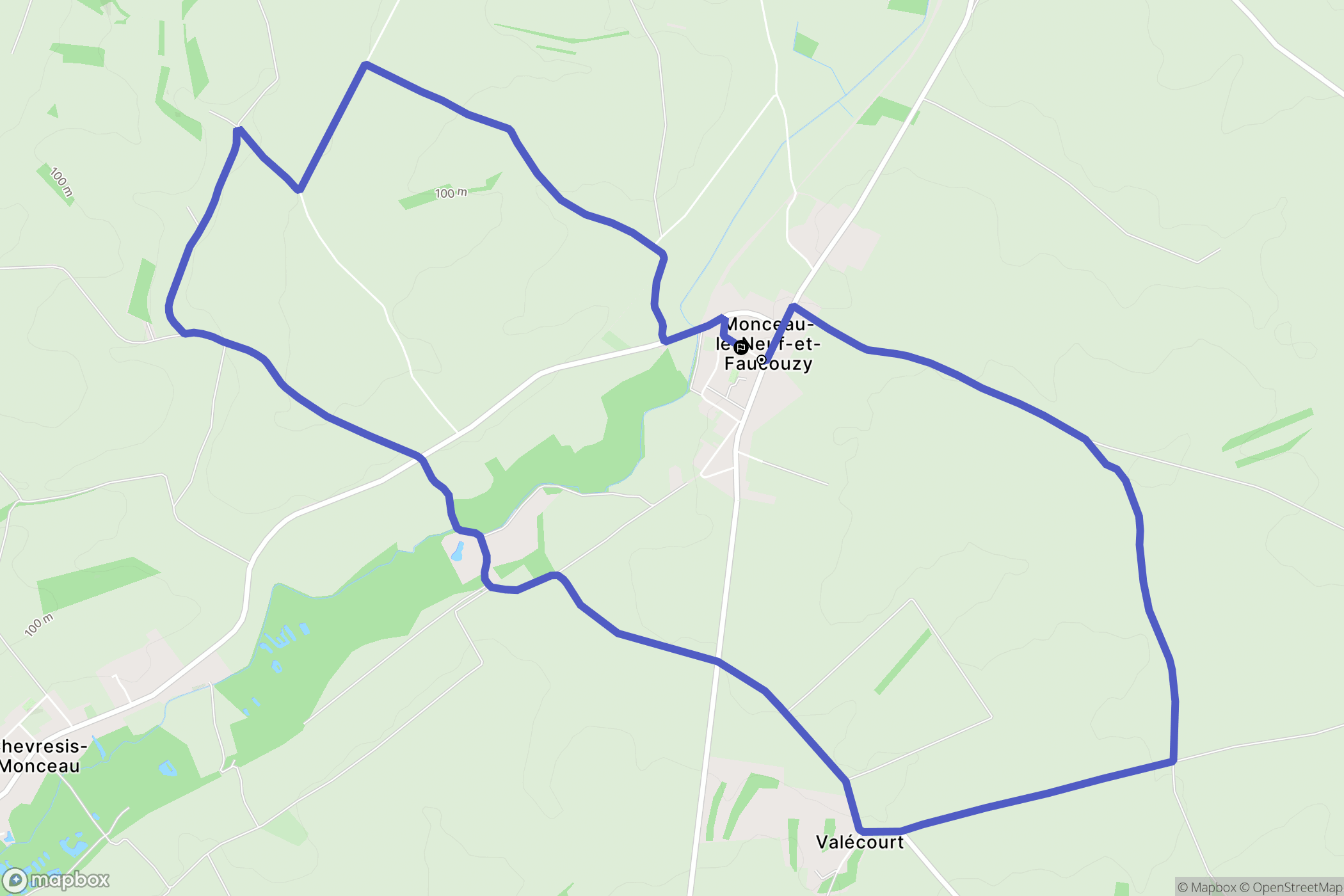 Monceau-le-Neuf-et-Faucouzy : carte du parcours de randonnée - France