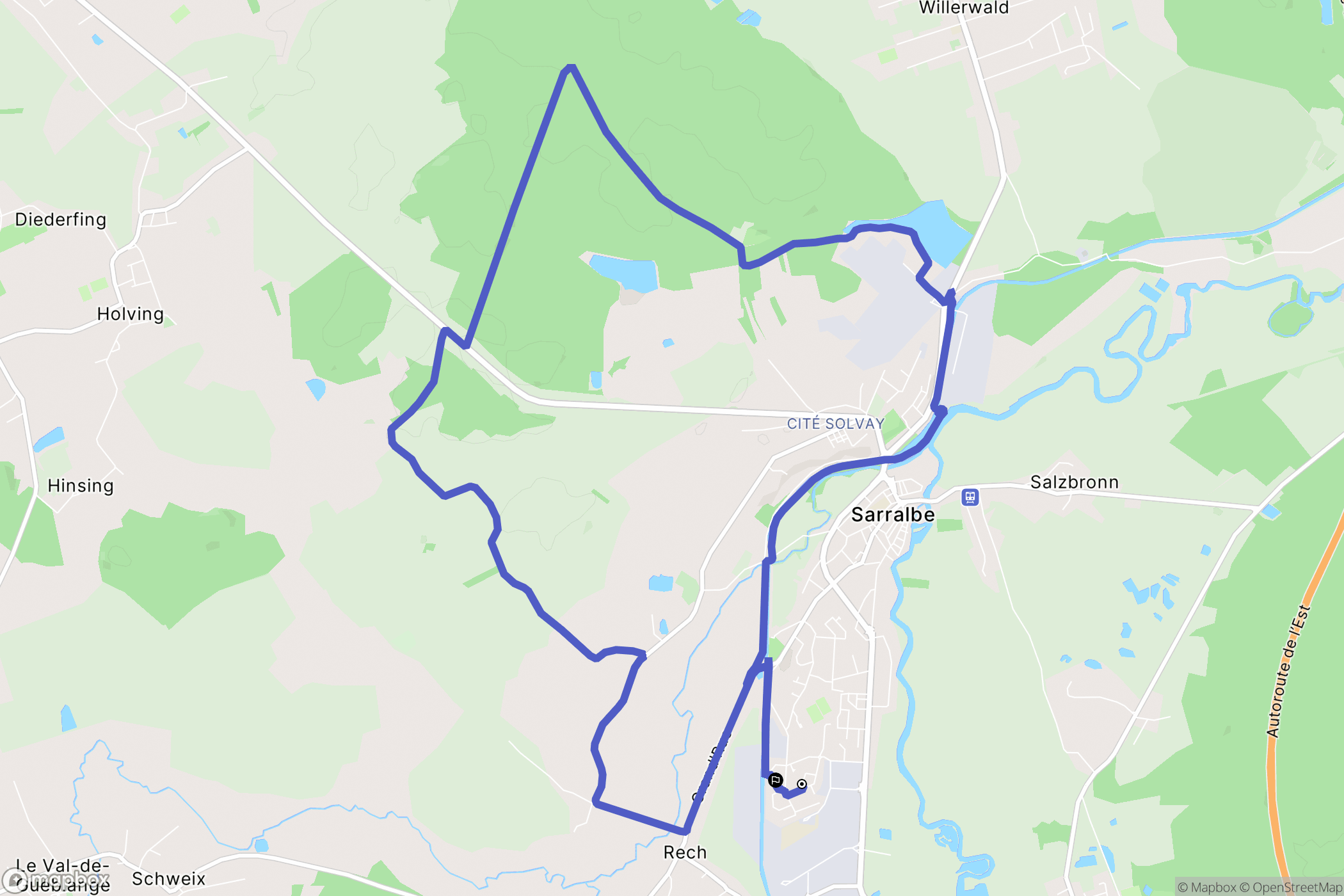 Sarralbe : carte du parcours de randonnée - France
