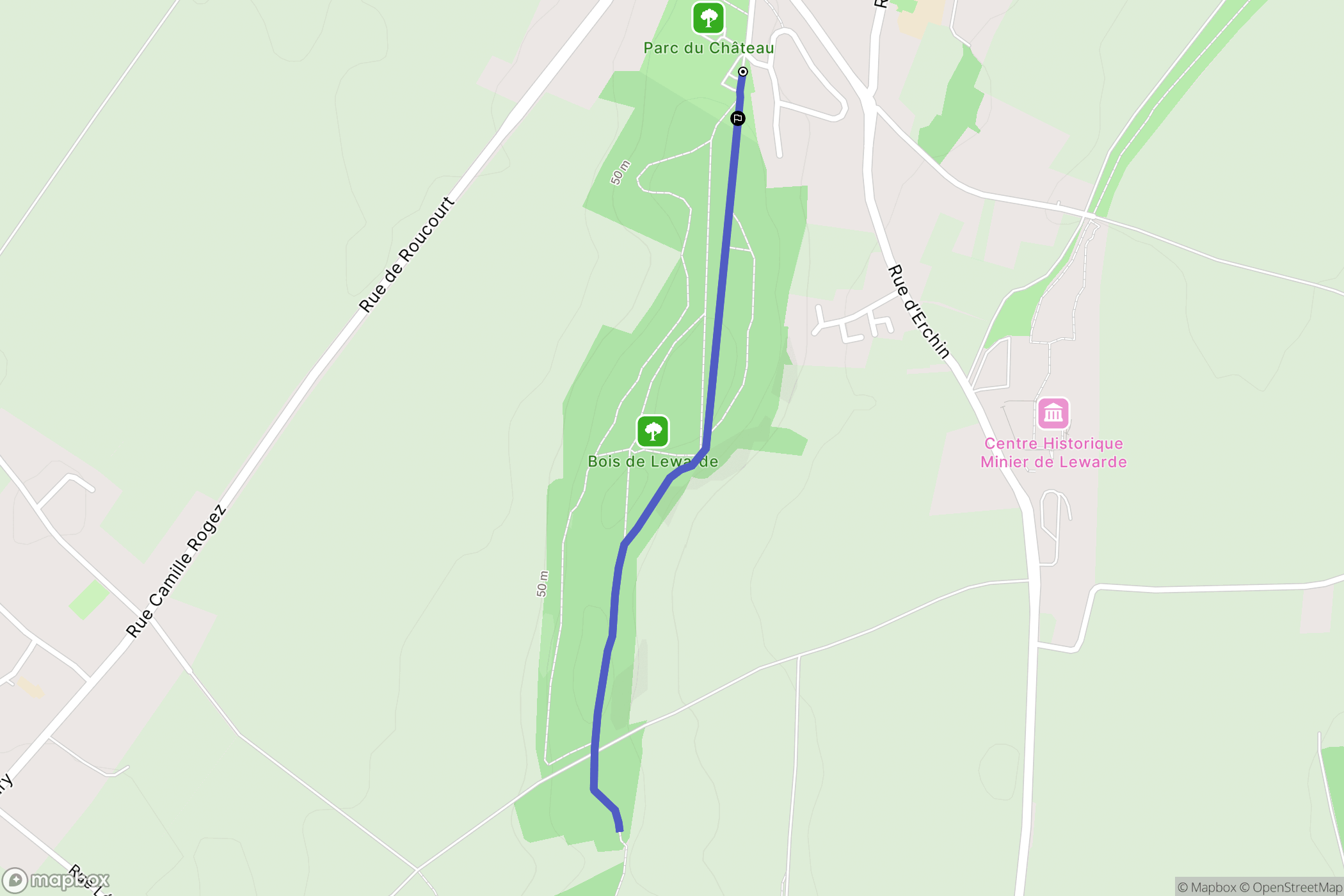Lewarde : carte du parcours de randonnée - France