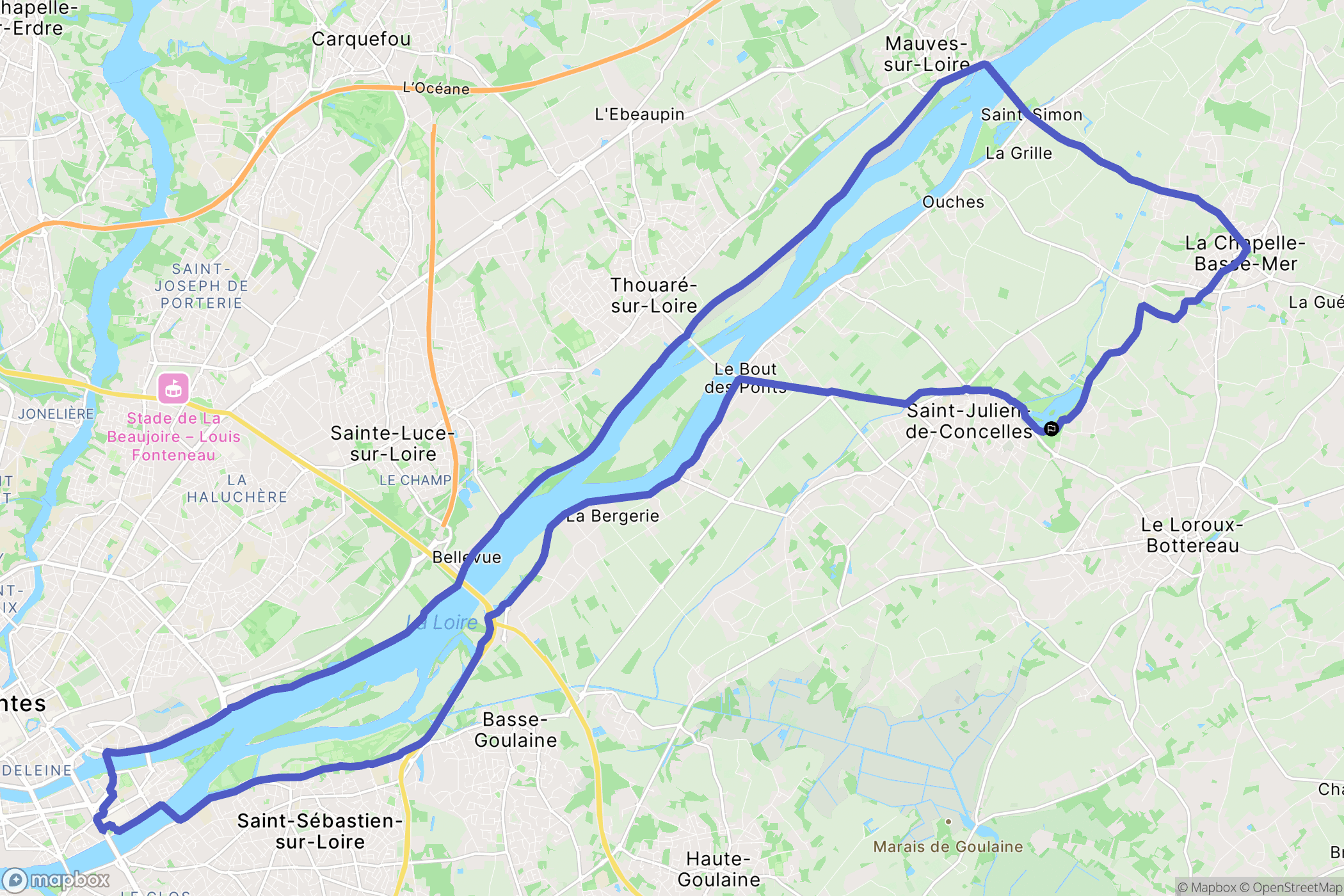 Saint-Julien-de-Concelles : carte du parcours de randonnée - France