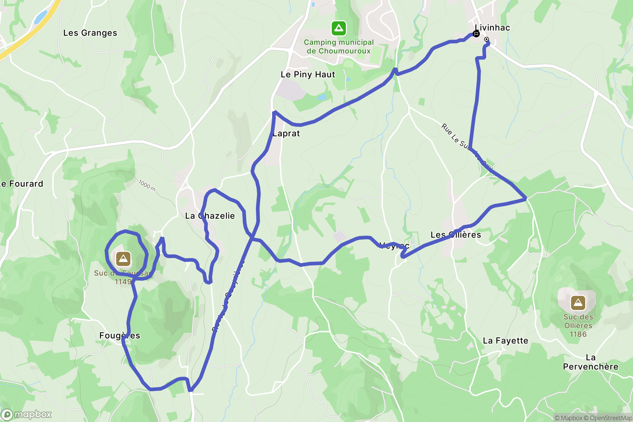 Yssingeaux : carte du parcours de randonnée - France