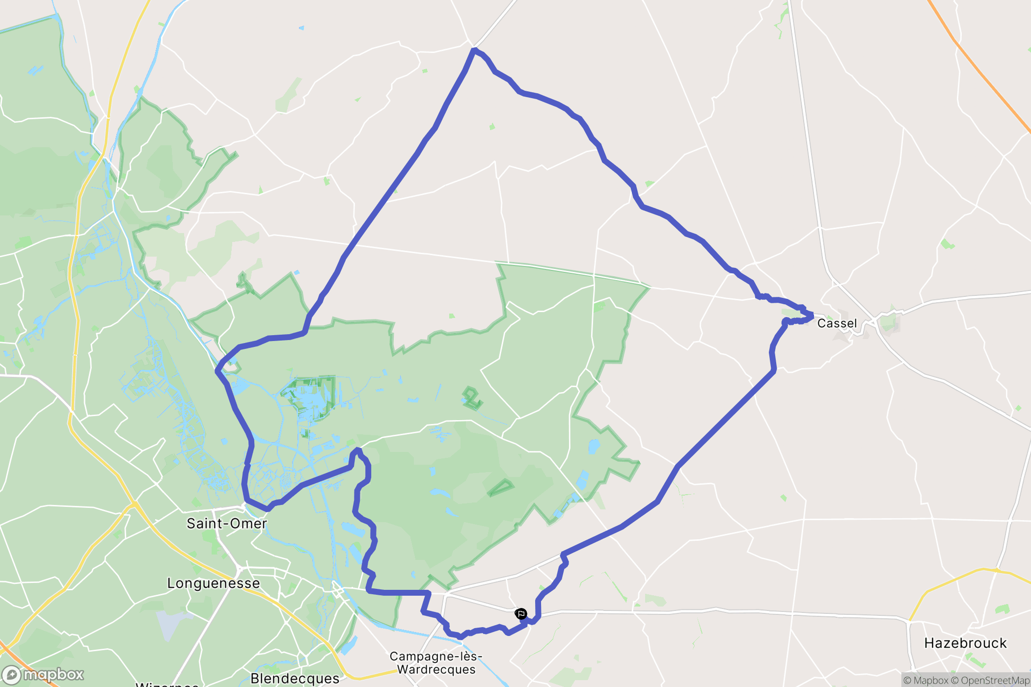 Renescure : carte du parcours de randonnée - France