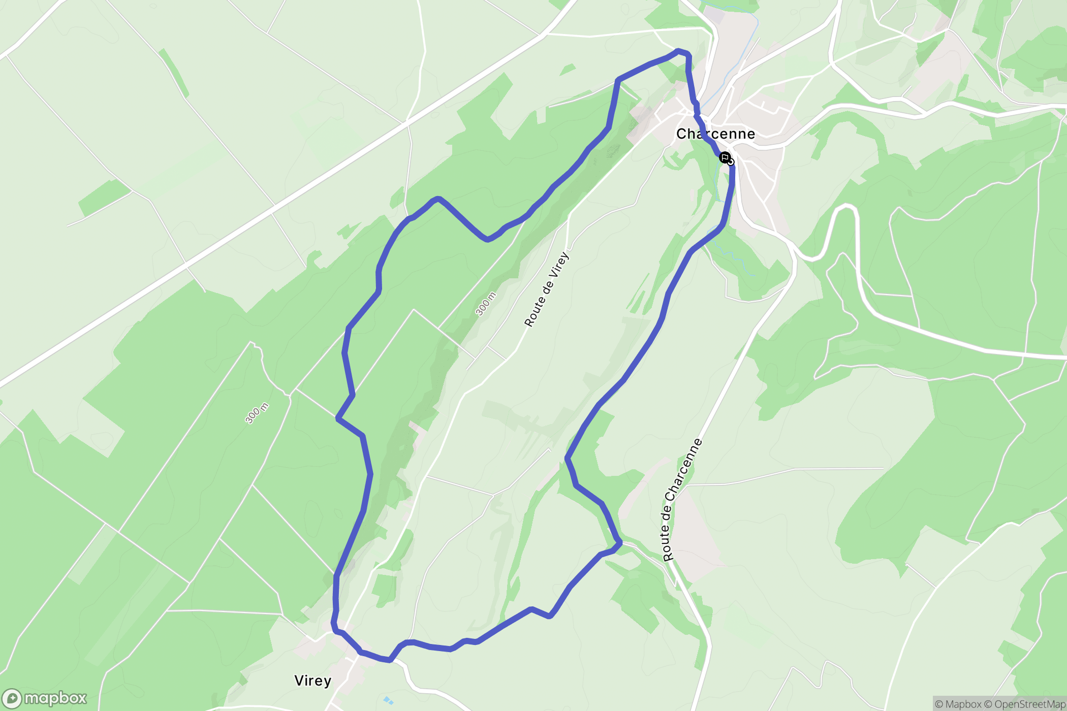 Charcenne : carte du parcours de randonnée - France